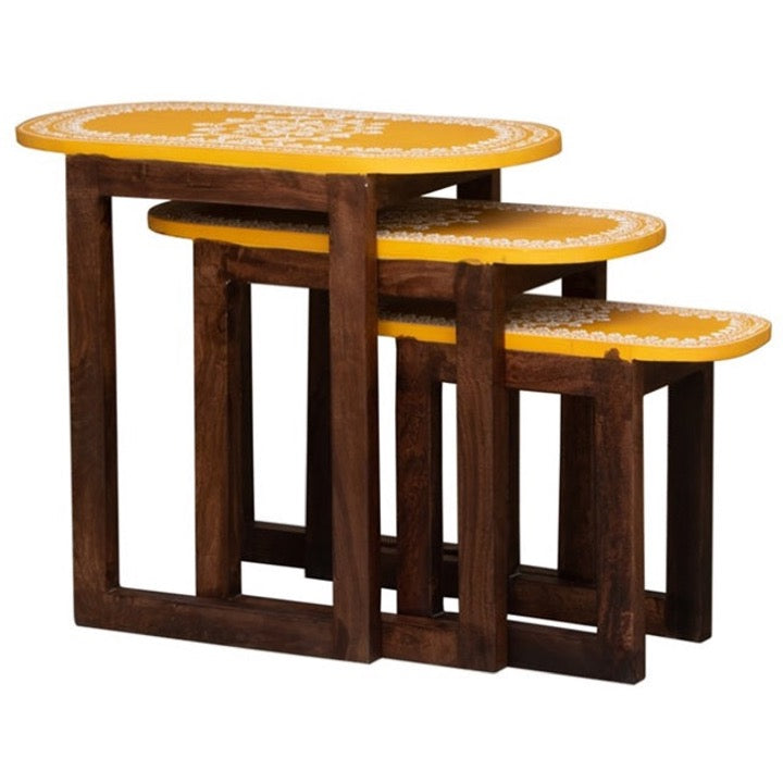 Kala Wooden Hand Painted Nesting Table