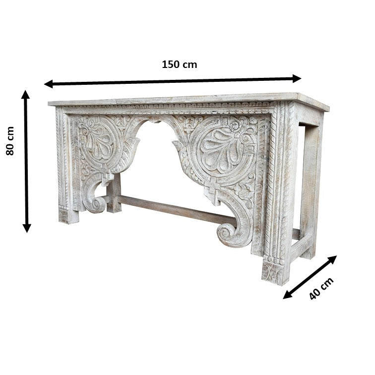 Heidi Hand Carved Wooden Console Table