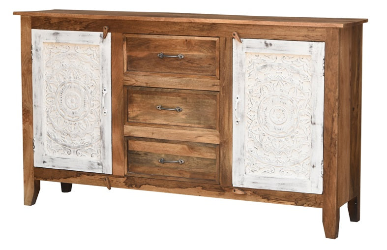 Rose Hand Carved Wooden Sideboard