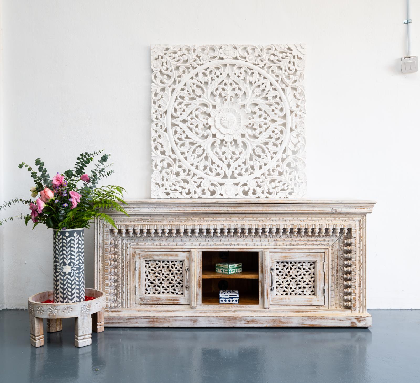 Levine Hand Carved Wooden TV Cabinet