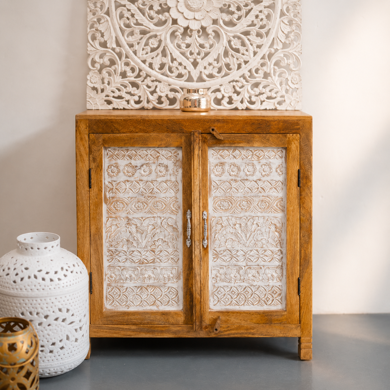 Alma Carved Wooden Cabinet