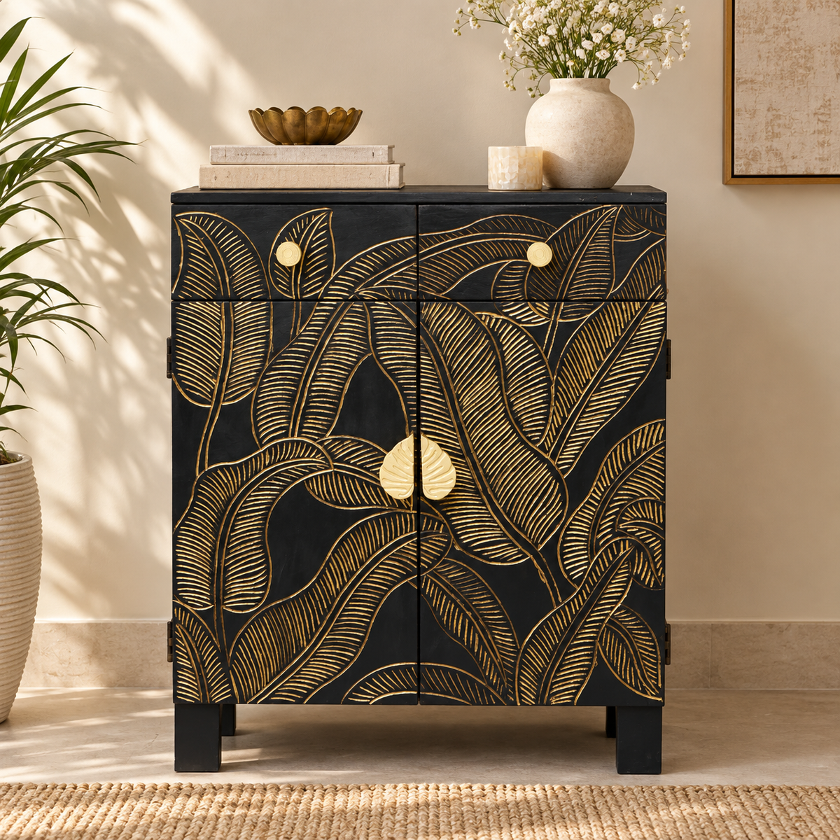 Ayla Carved Wooden Cabinet