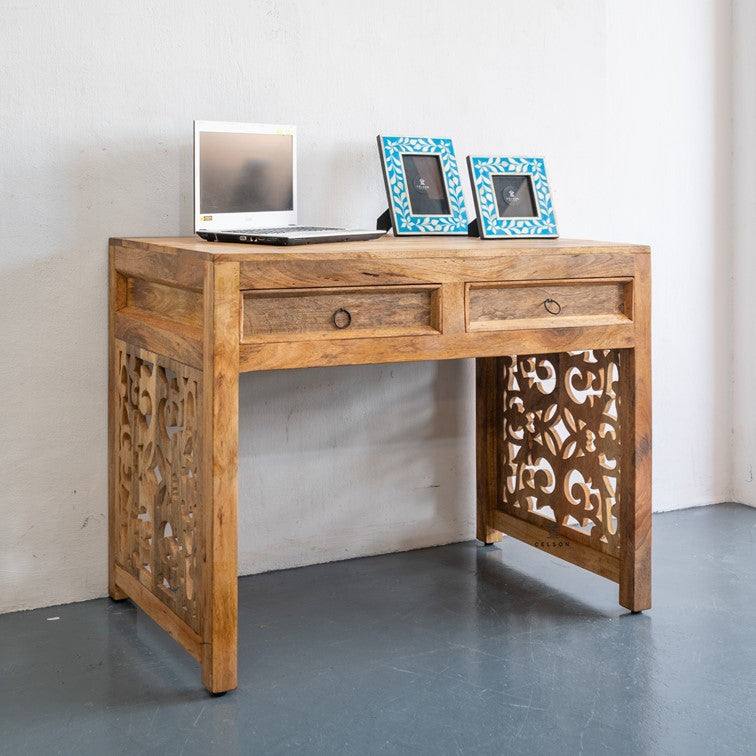 Eva Wooden Hand Carved Study Table