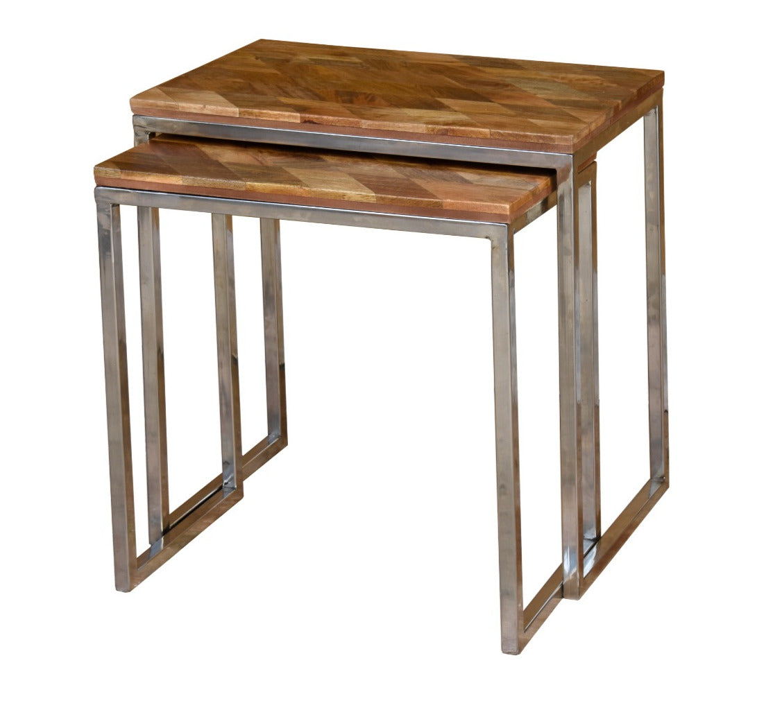 Luci Hand Carved Wooden Nesting Table