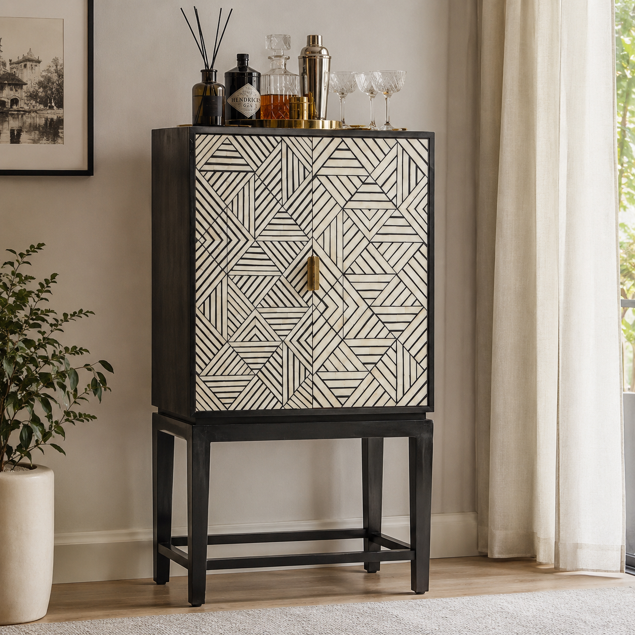 Kate Bone Inlay Bar Cabinet