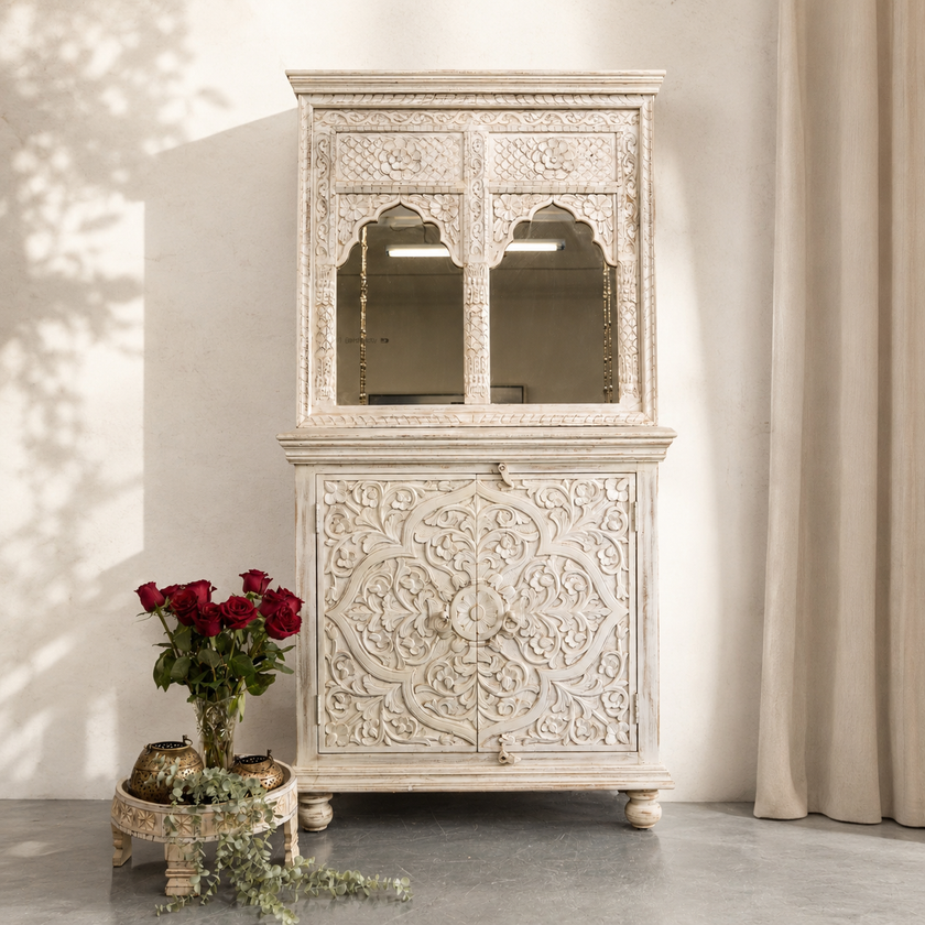 Calyx Carved Wooden Cabinet