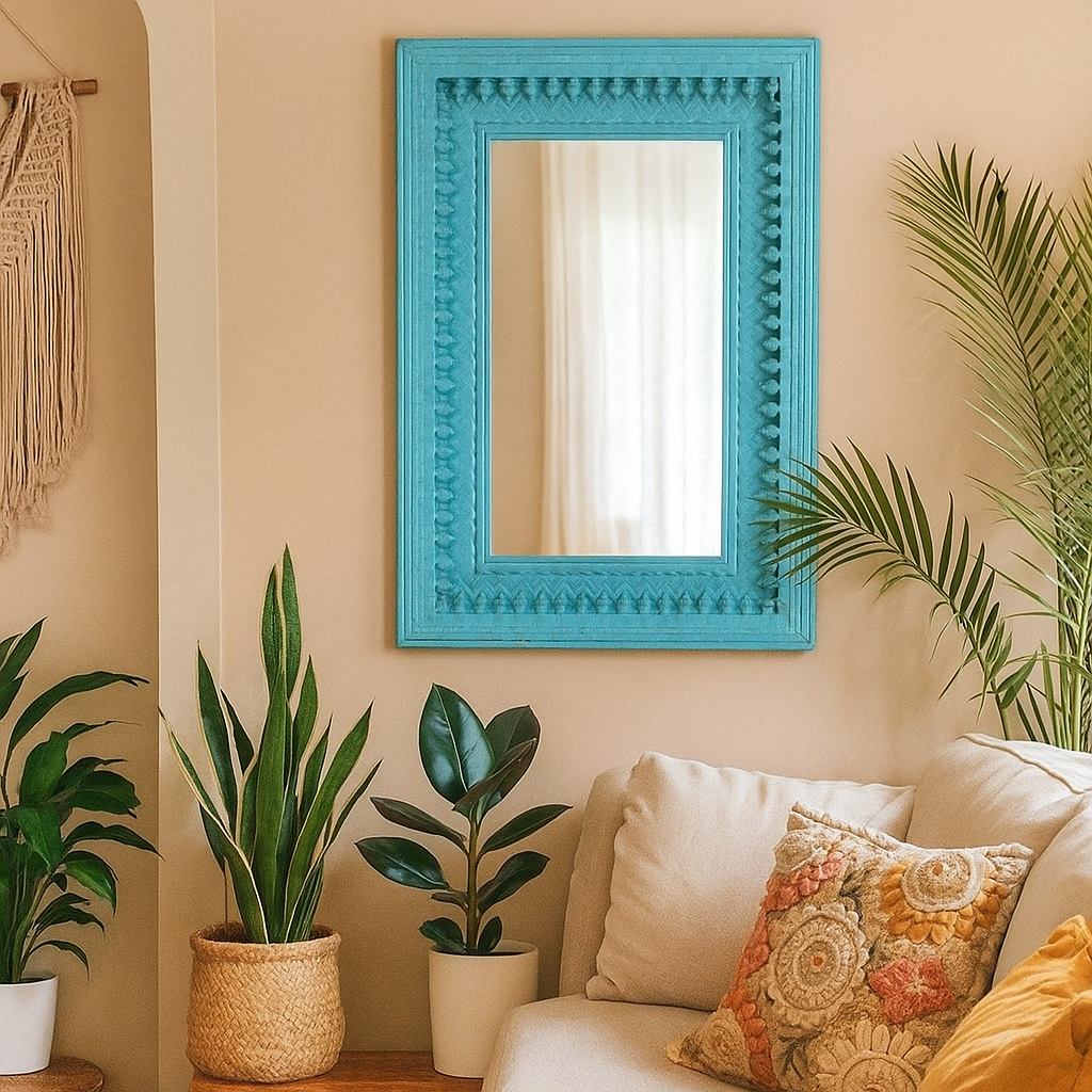 Janet Hand Carved Wooden Mirror