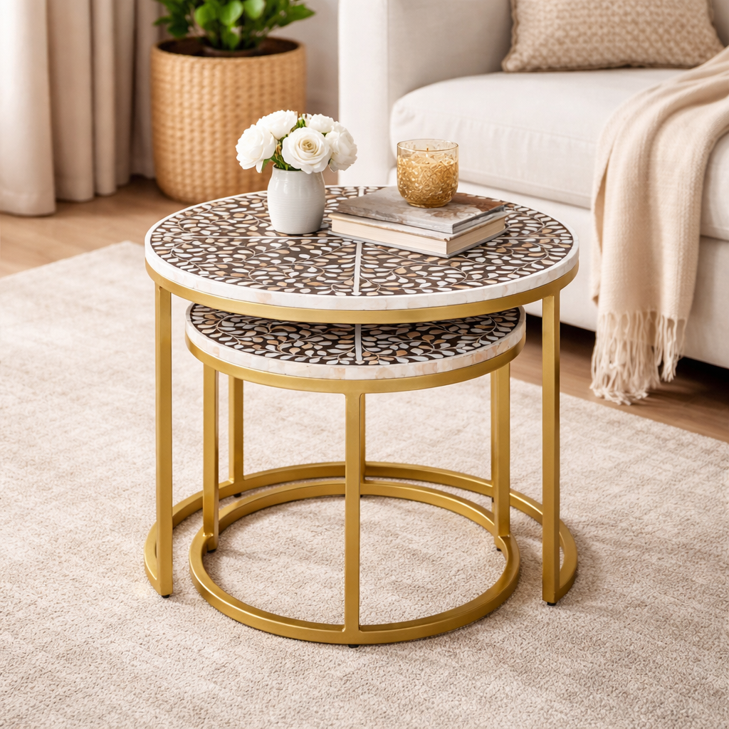 Liam Mother of Pearl Inlay Nesting Table