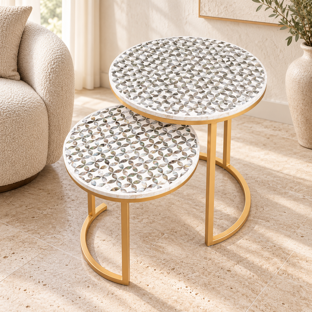 Katie Mother of Pearl Inlay Nesting Tables