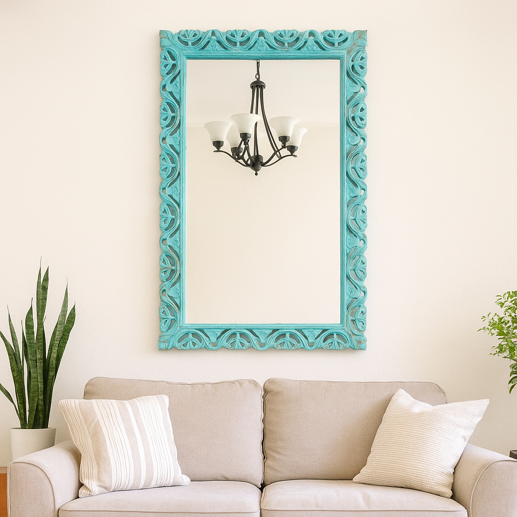 Blaire Hand Carved Wooden Mirror
