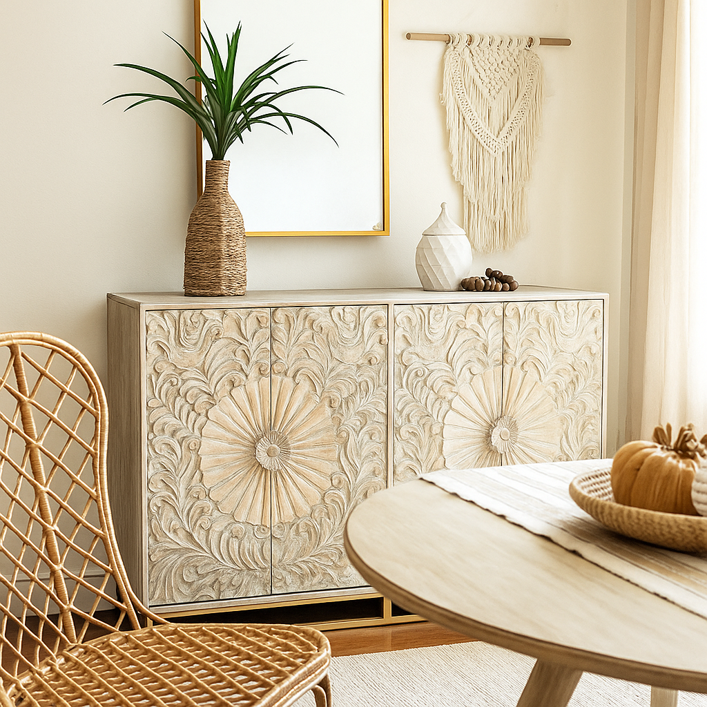 Jade Carved Side Board