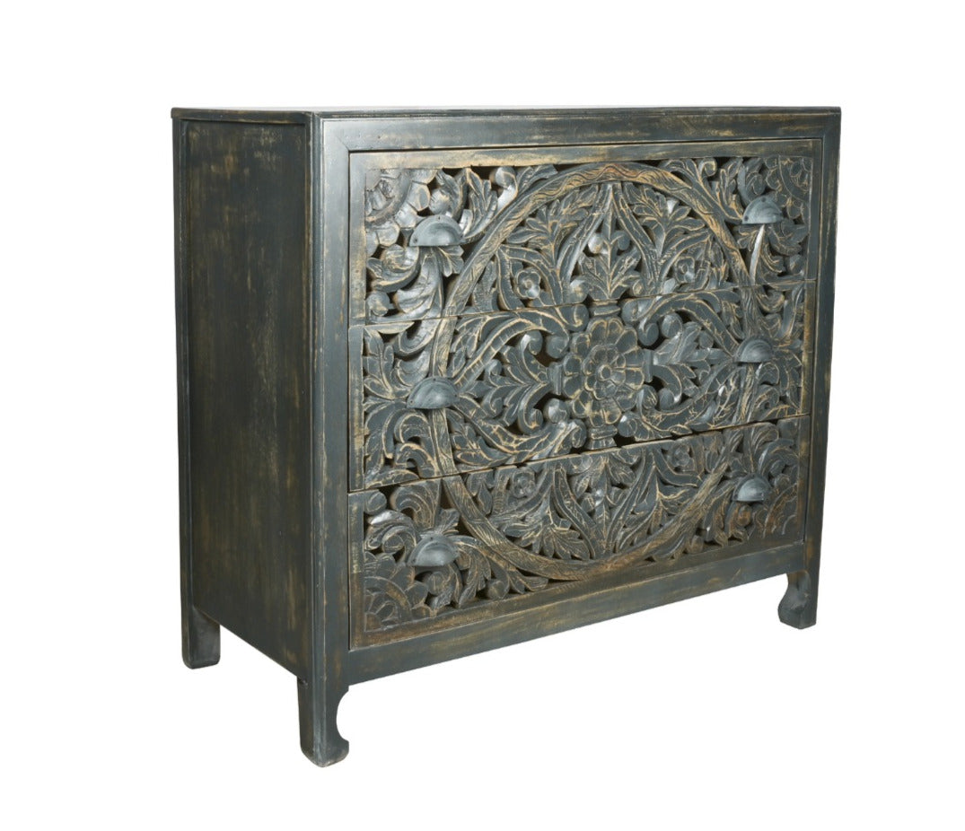 Abby Carved Wooden Chest of Drawer