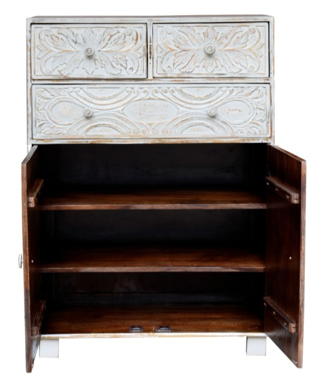 Nora Carved Wooden Chest of Drawer