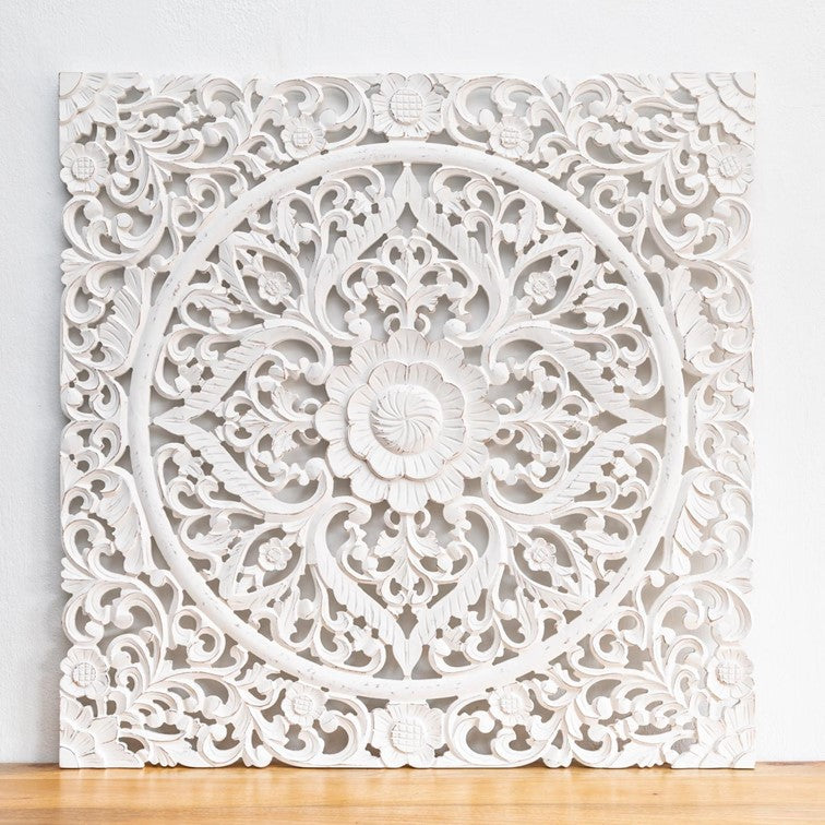 Emily Carved Wall Panel White