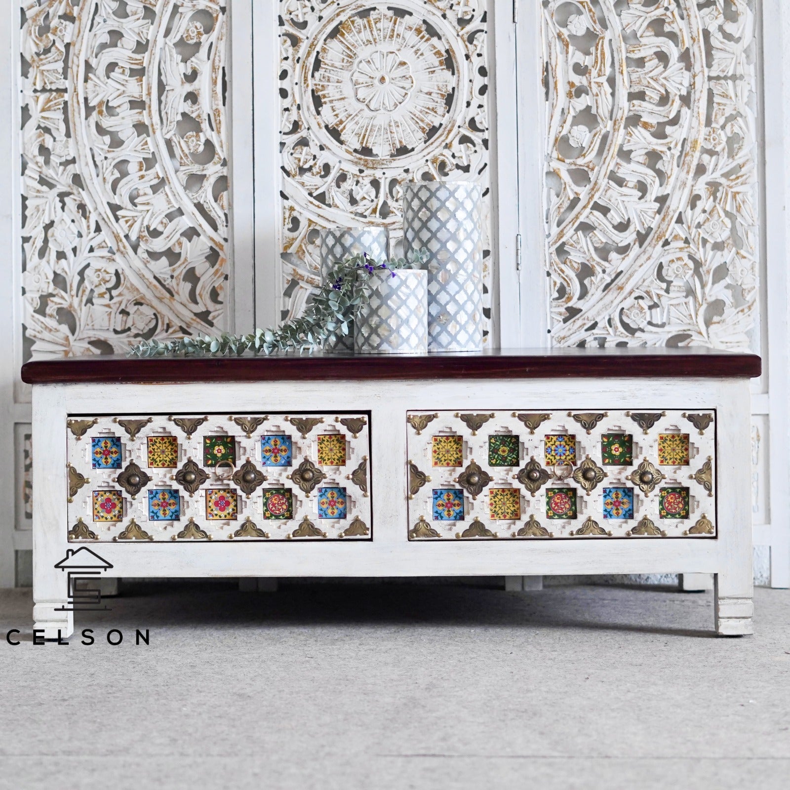 Aura Carved Tile Coffee Table