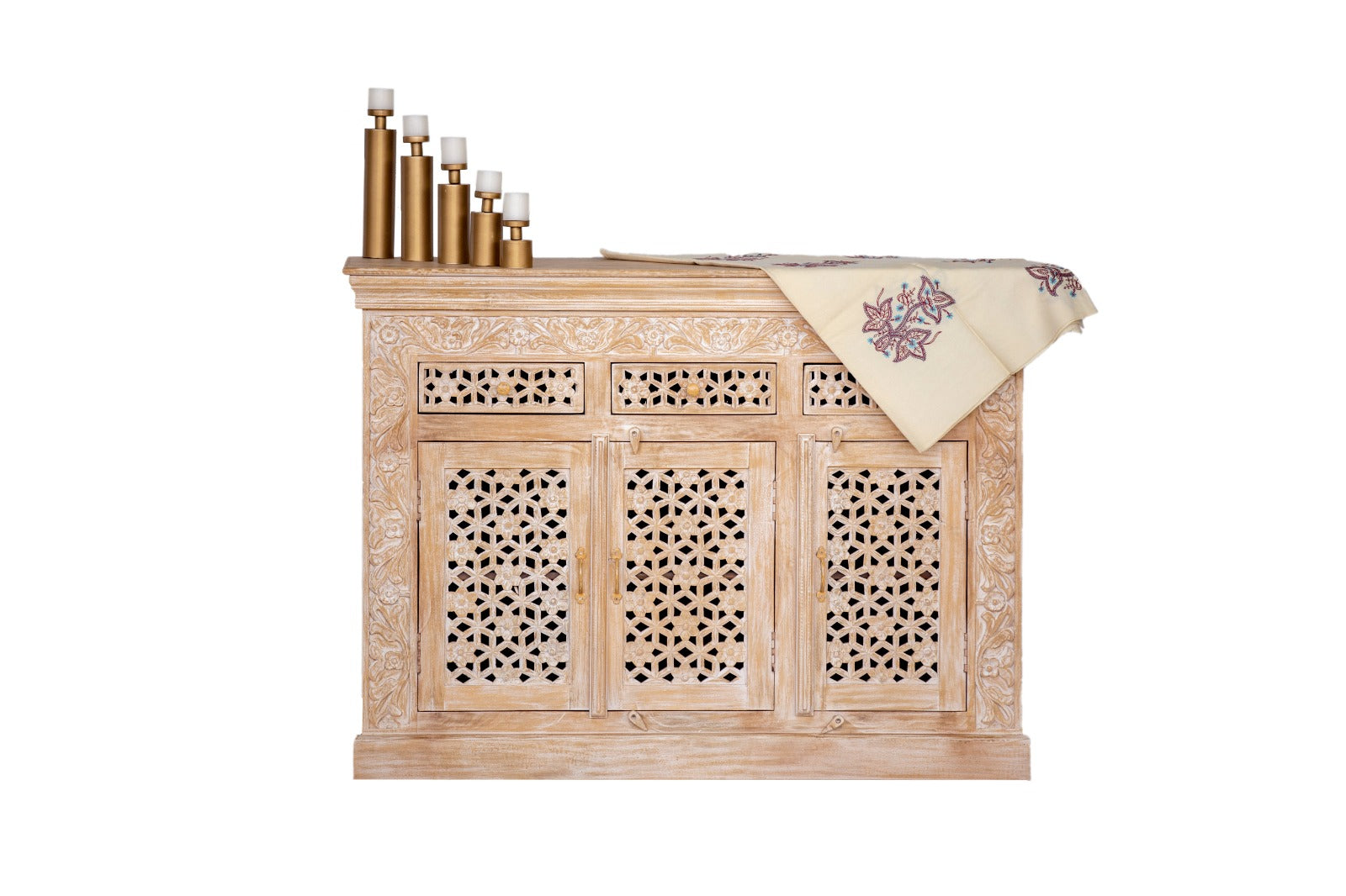 Shiva Hand Carved Wooden Sideboard