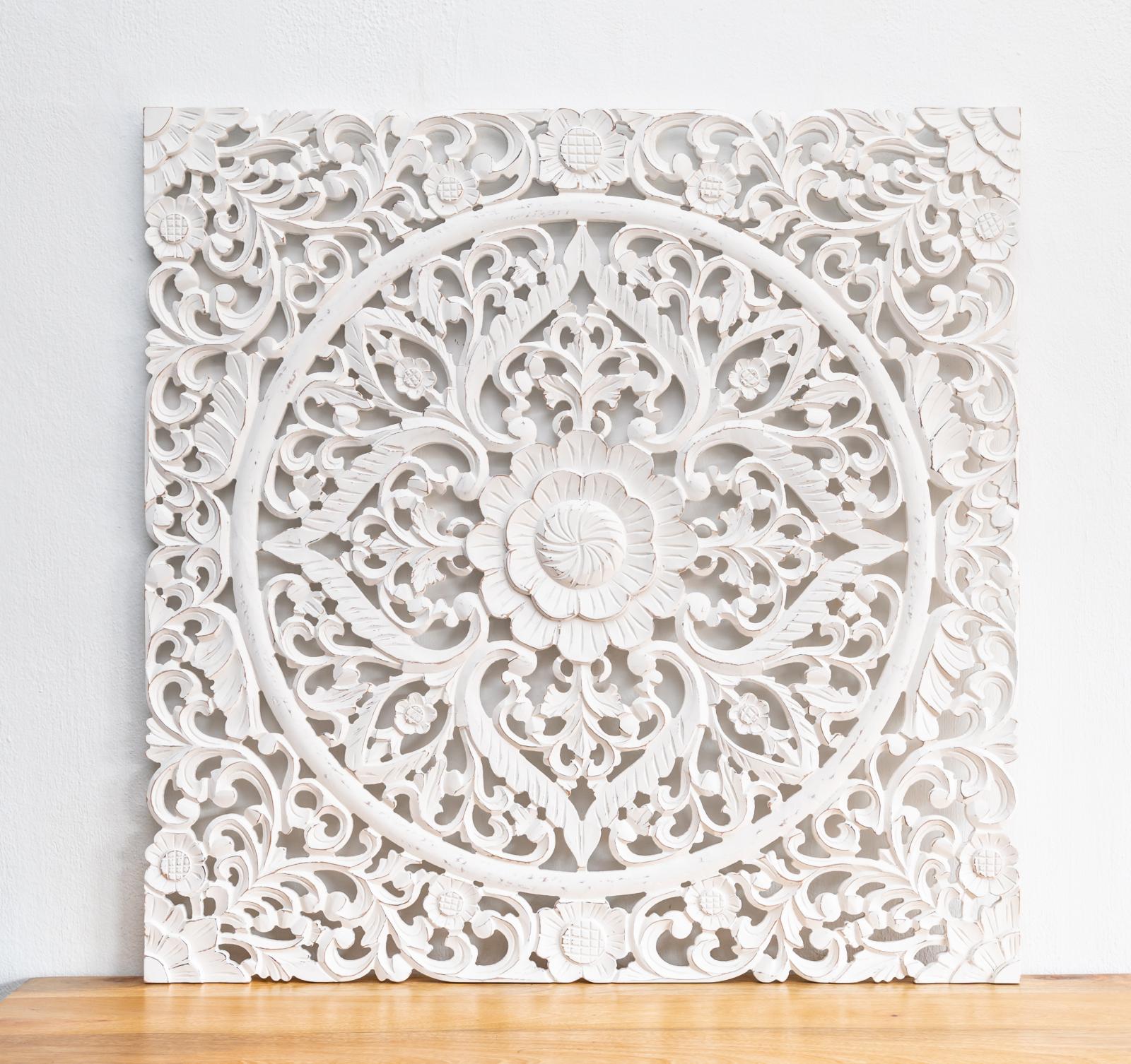 Emily Carved Wall Panel White