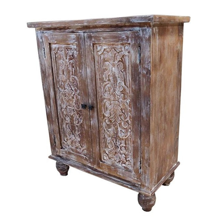 Kristen Hand Carved Wooden Shoe Cabinet