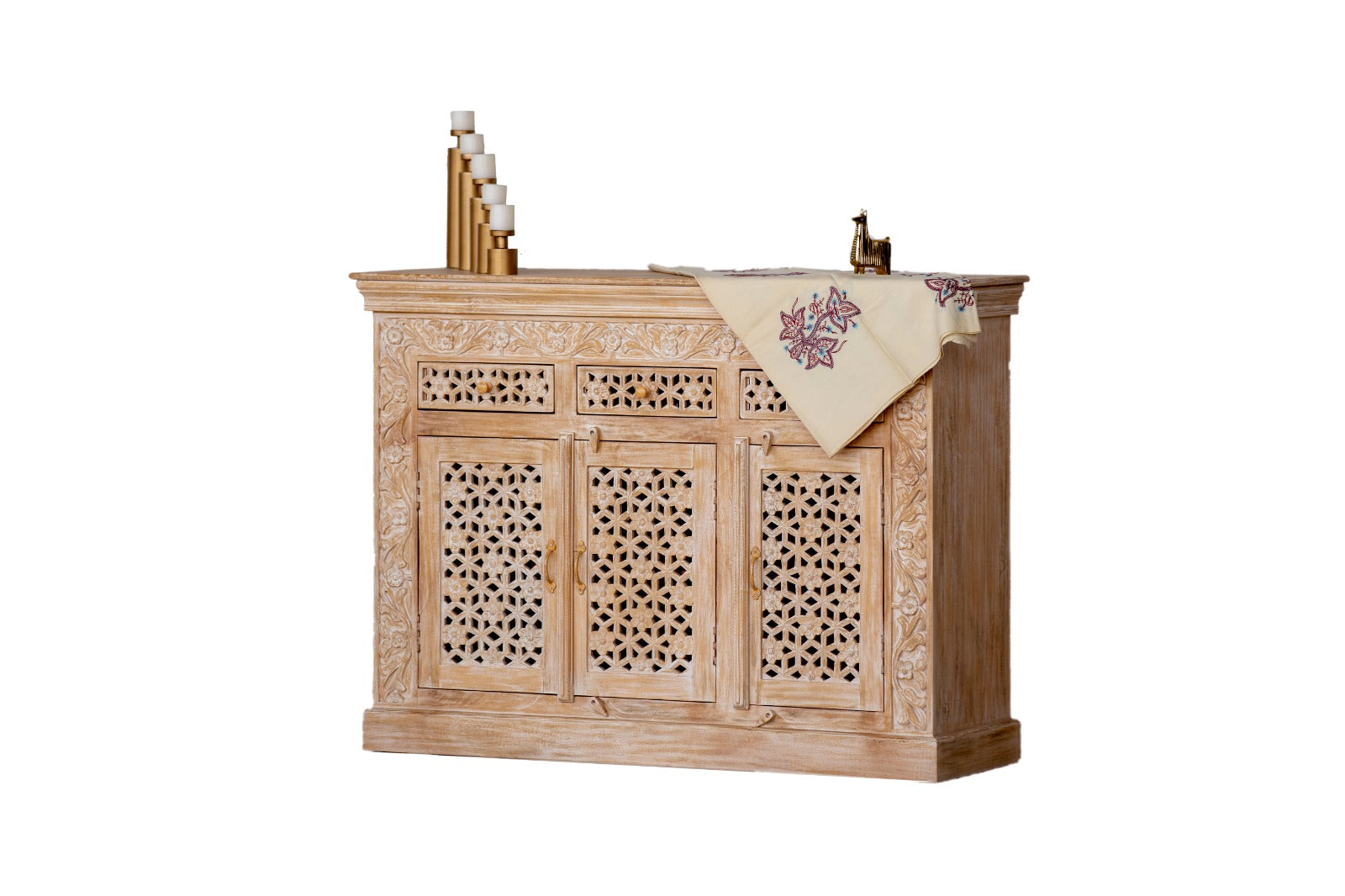 Shiva Hand Carved Wooden Sideboard