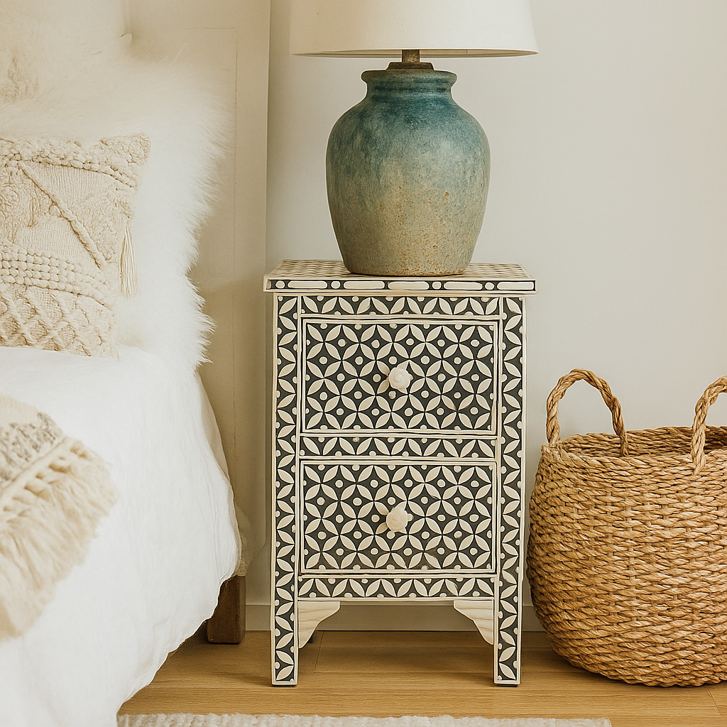 Nicole Bone Inlay Bedside