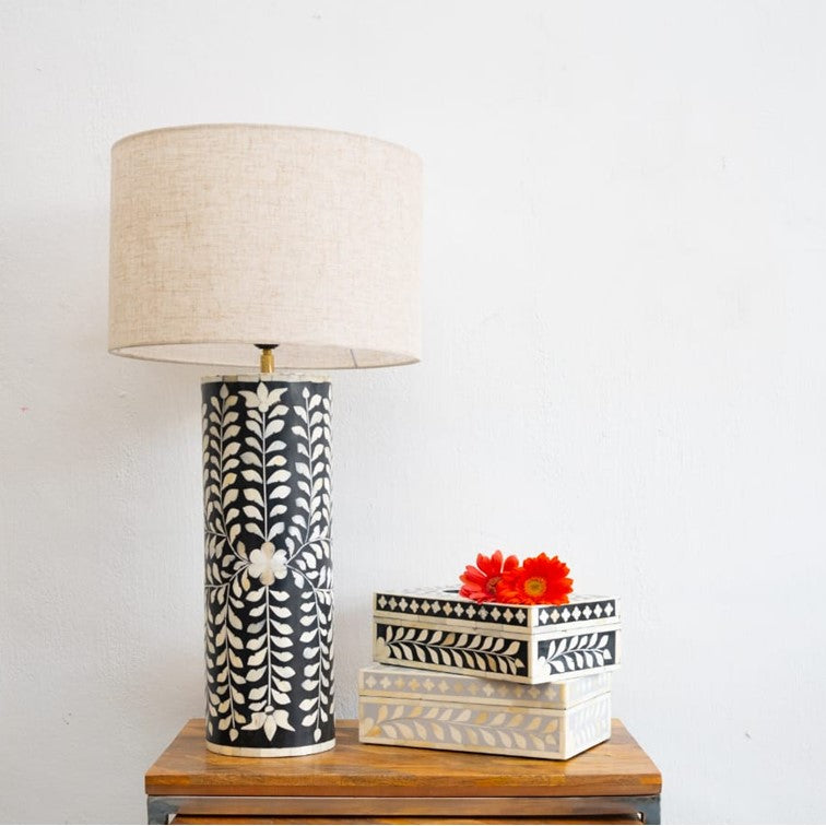 Miechell Bone Inlay Lamp with Shade