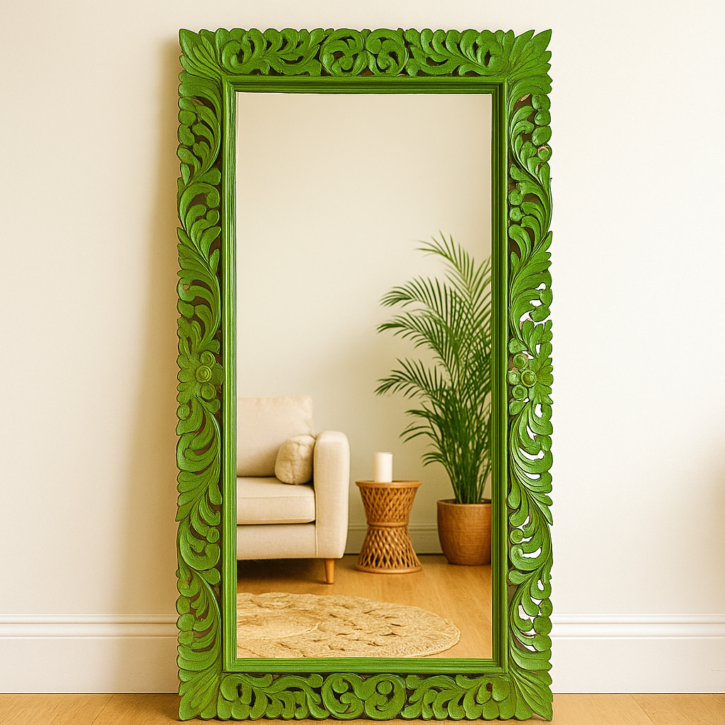 Rebbeca Hand Carved Wooden Mirror