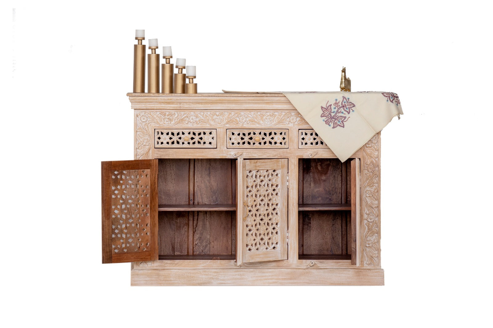 Shiva Hand Carved Wooden Sideboard