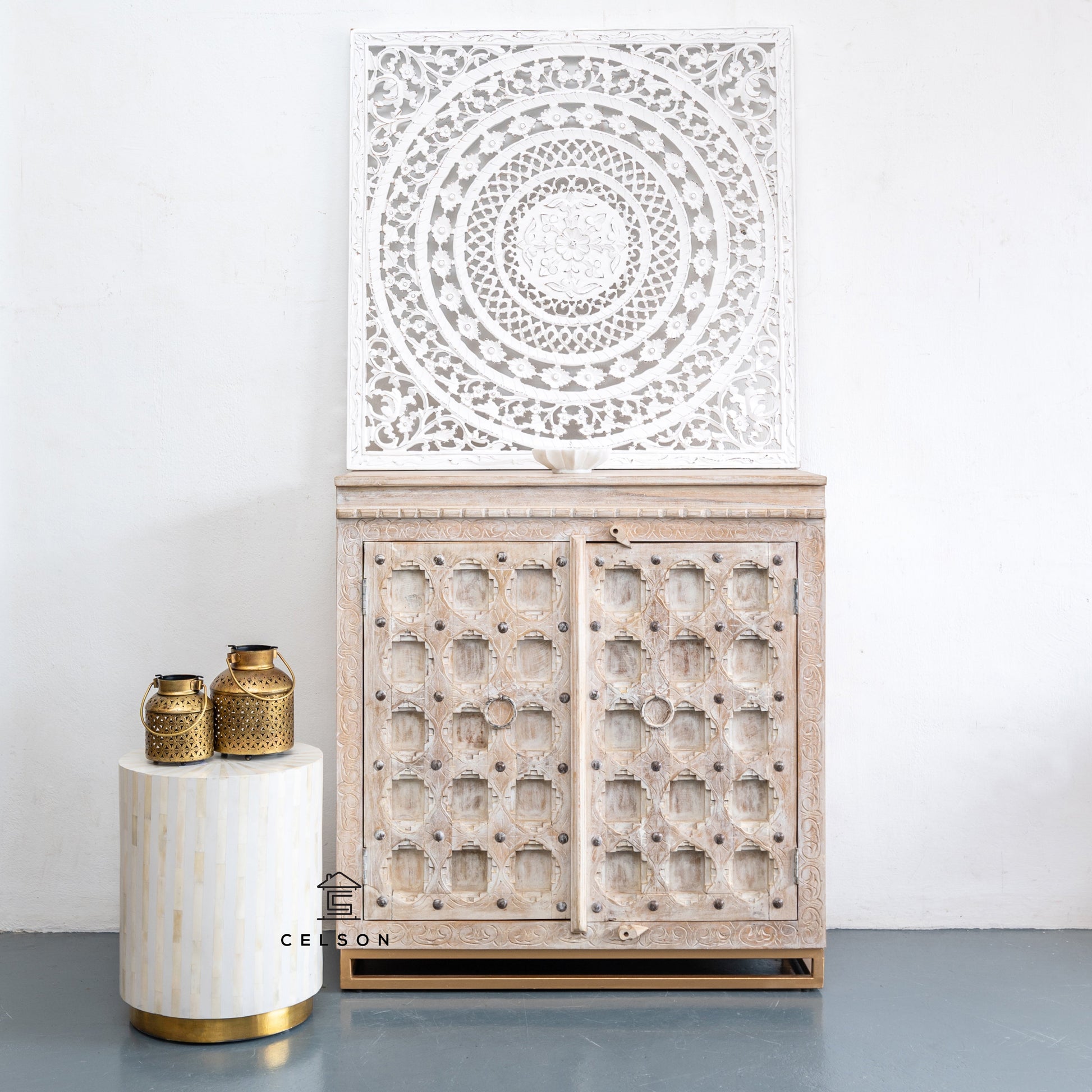 Emma Carved Wooden Cabinet