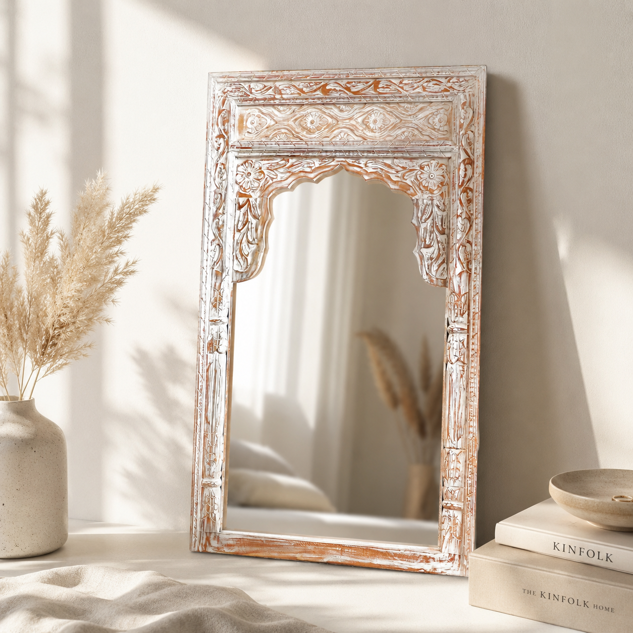 Bharati Hand Carved Wooden Mirror