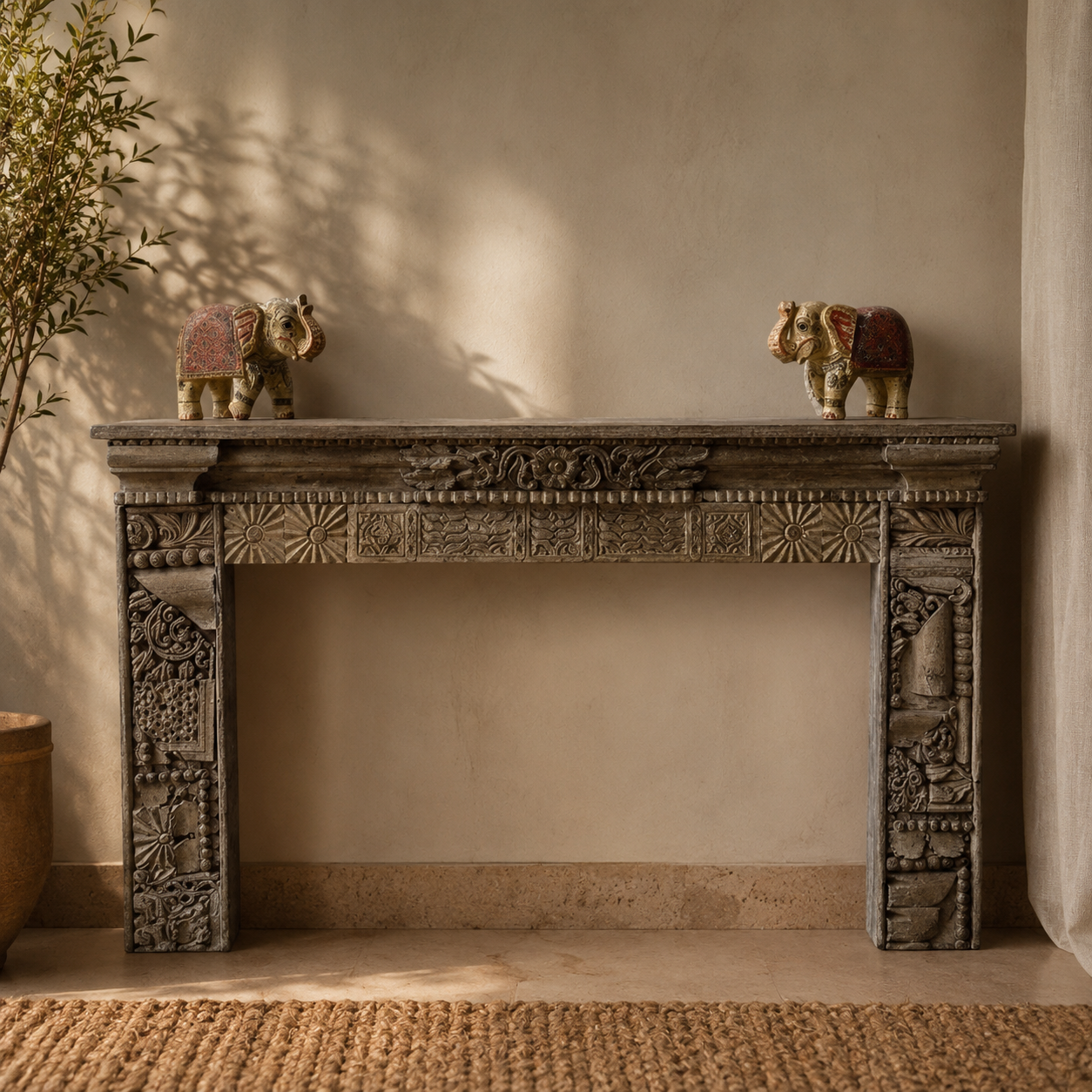 Puraba Wooden Hand Carved Console Table