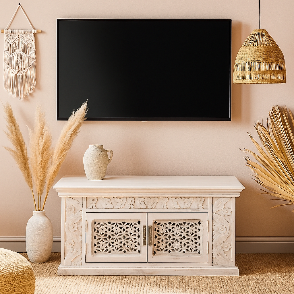 Nicole Hand Carved Wooden TV Cabinet