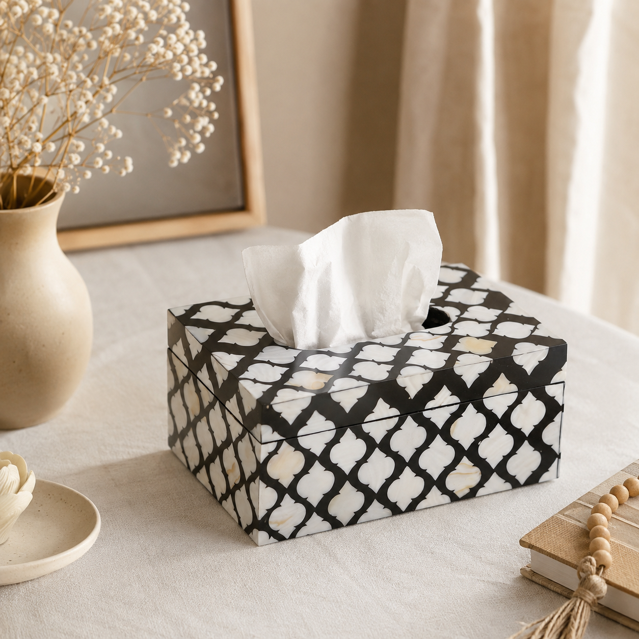 Ryon Mother of Pearl Inlay Tissue Box