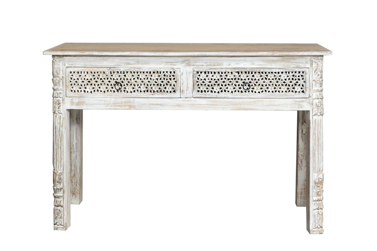 Sitta Hand Carved Wood Console Table