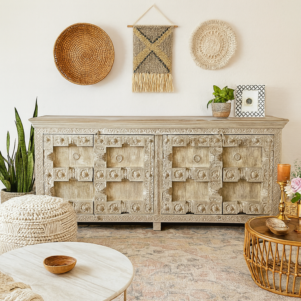 Daniel Hand Carved Wooden Sideboard