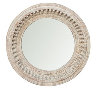 Becca Carved Spindle Round Mirror
