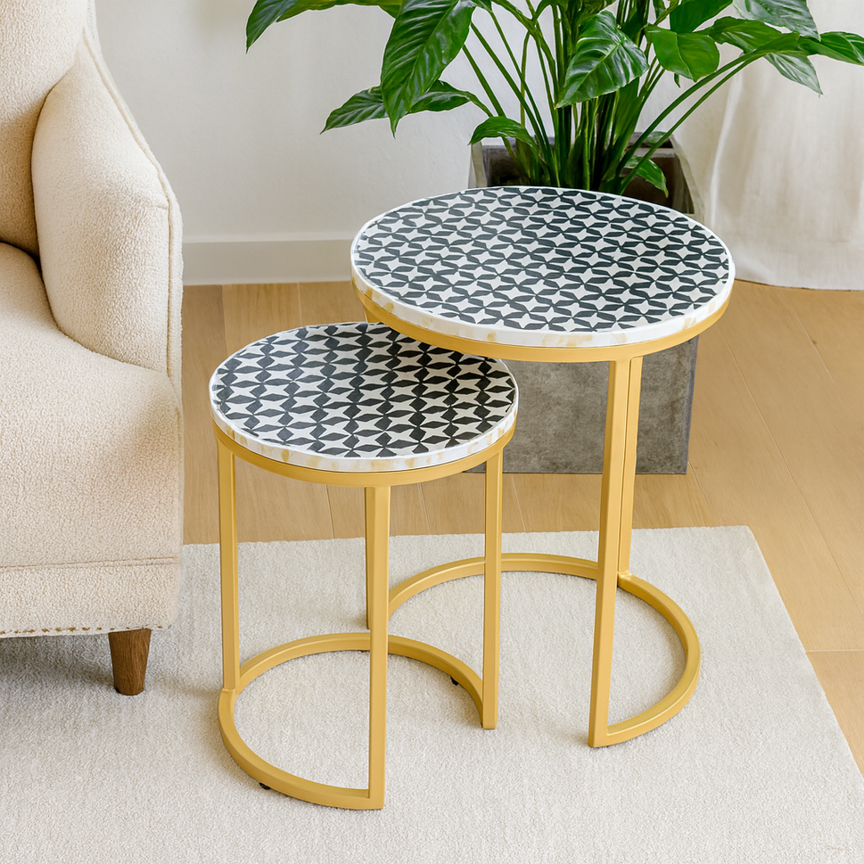 Zayna Mother of Pearl Inlay Nesting Table Set