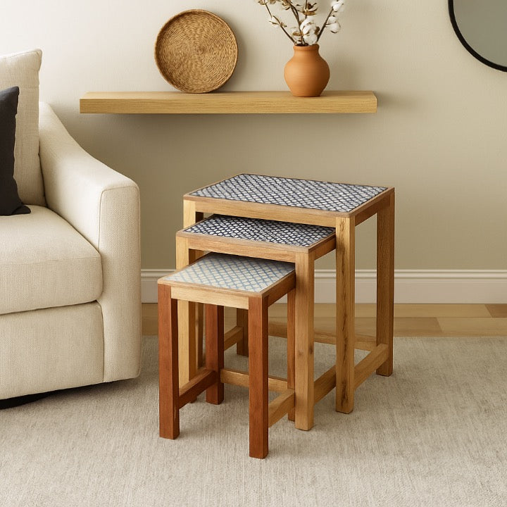 Civi Bone Inlay Nesting Table
