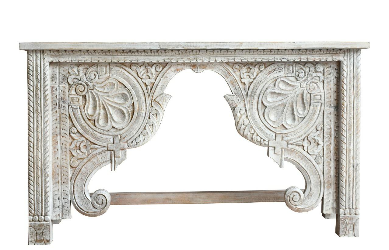 Heidi Hand Carved Wooden Console Table