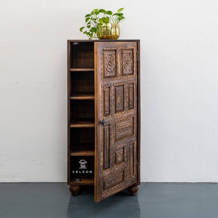 Lena Hand Carved Wooden Shoe Cabinet