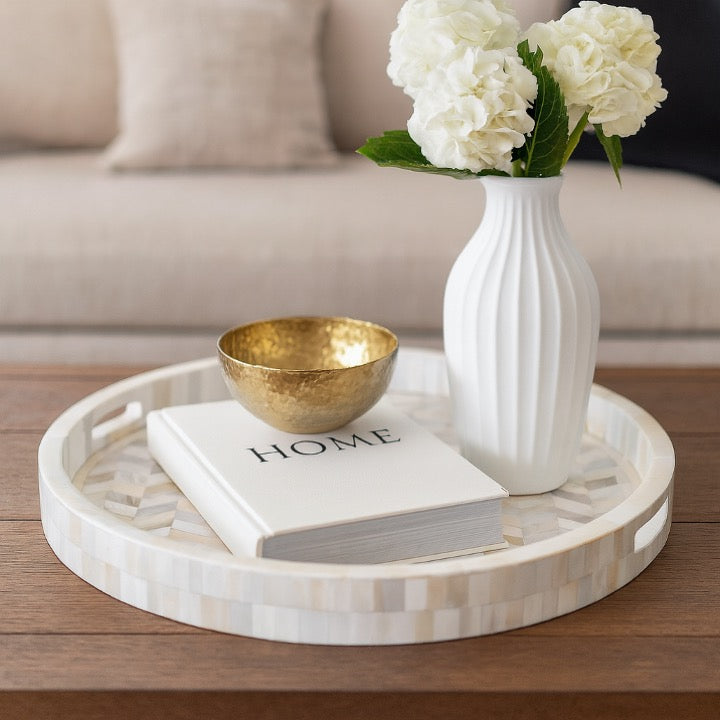 Velda Mother of Pearl Inlay Chevron Pattern Tray