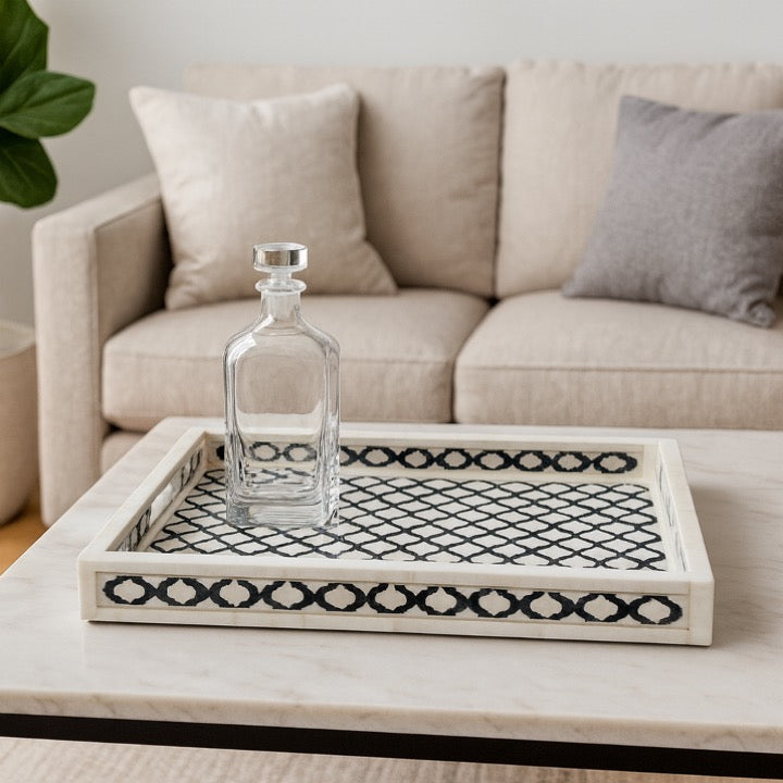 Viola Bone Inlay Geometrical Pattern Tray