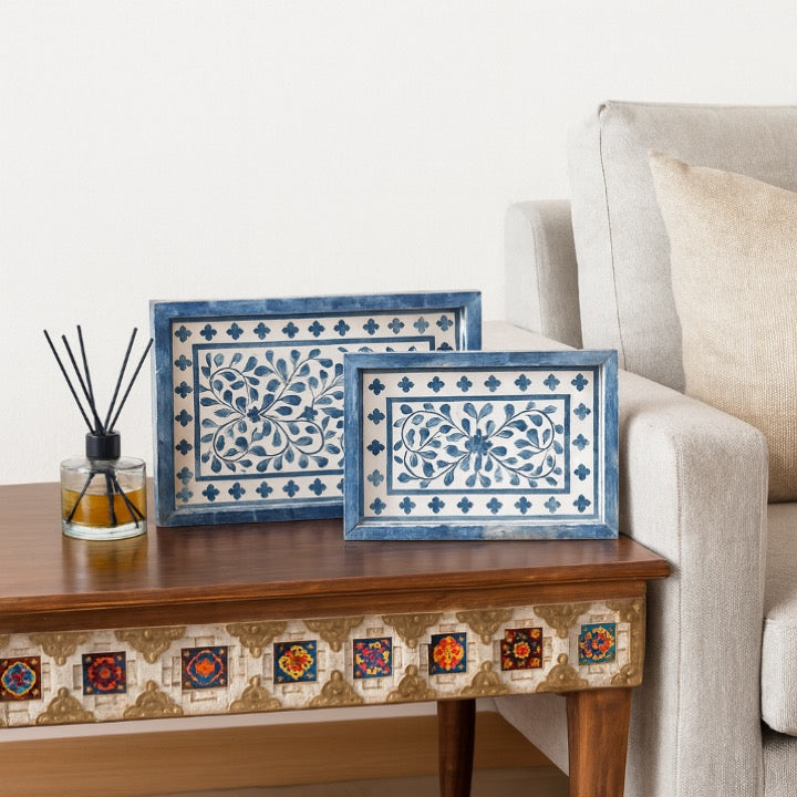 Premaa Bone Inlay Floral Pattern Tray