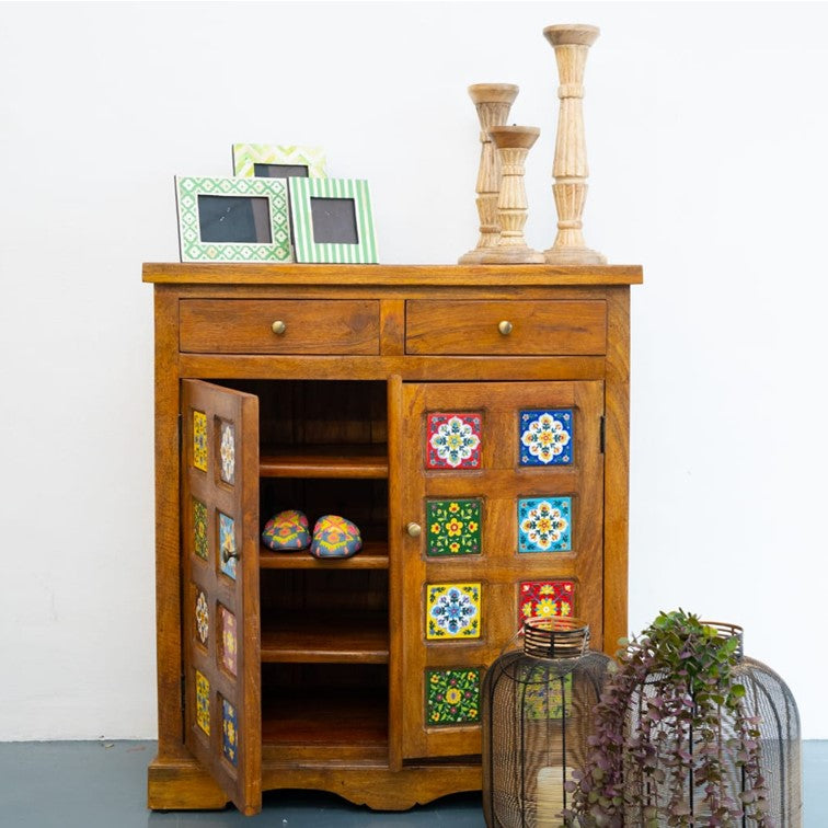 Madelyn Hand Carved Wooden Shoe Cabinet