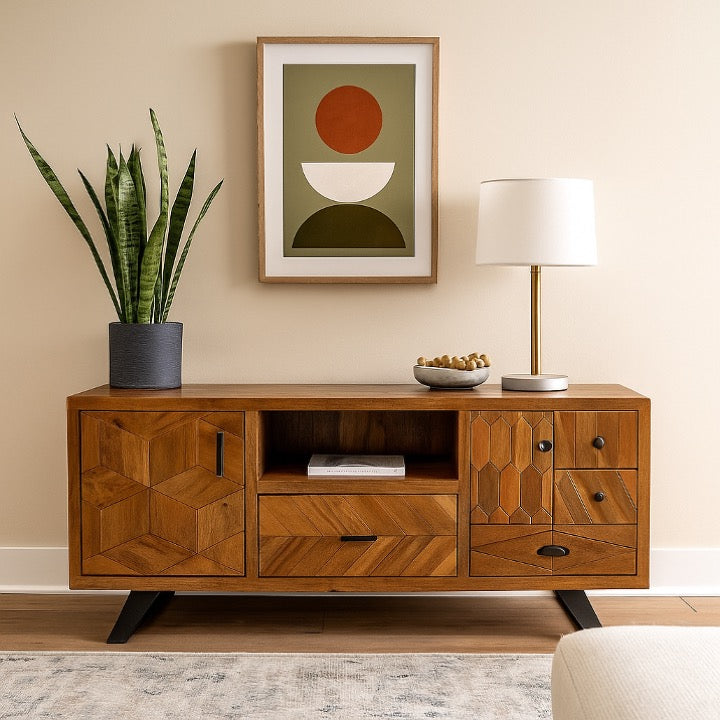 Carroll Hand Carved Wooden TV Cabinet