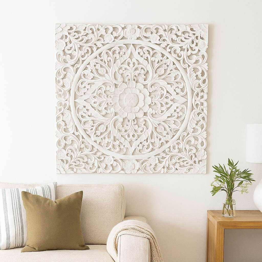 Emily Carved Wall Panel White