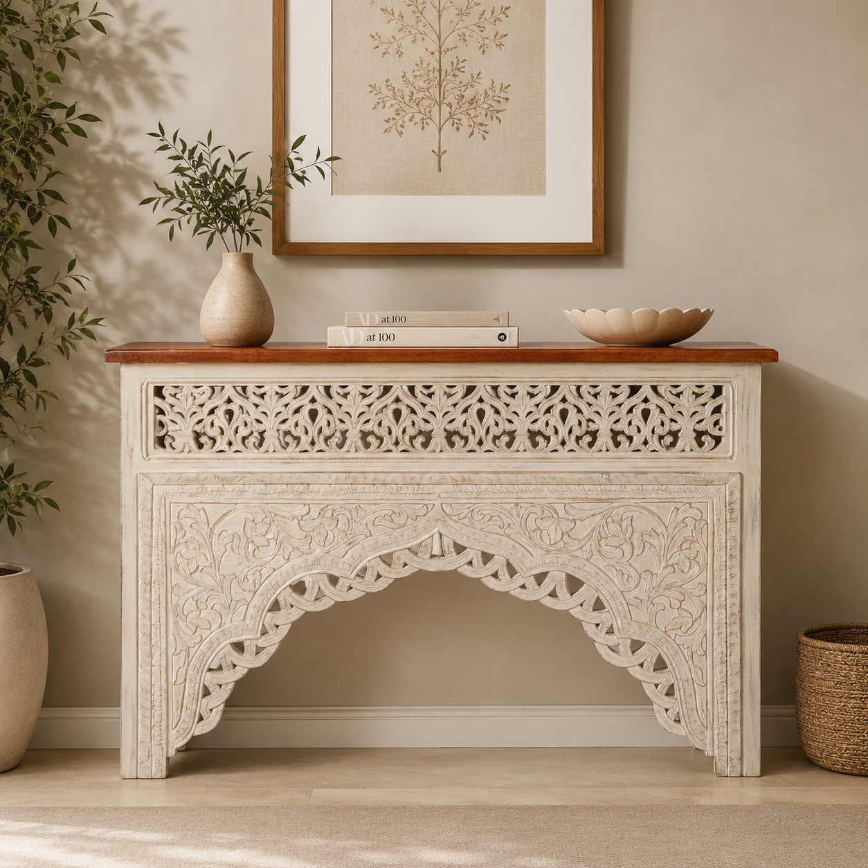 Jaren Hand Carved Console Table