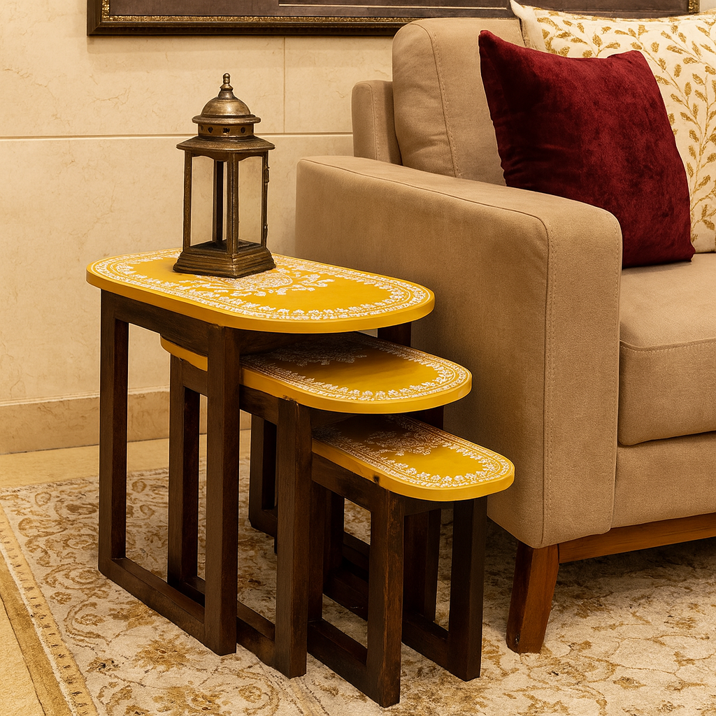 Kala Wooden Hand Painted Nesting Table