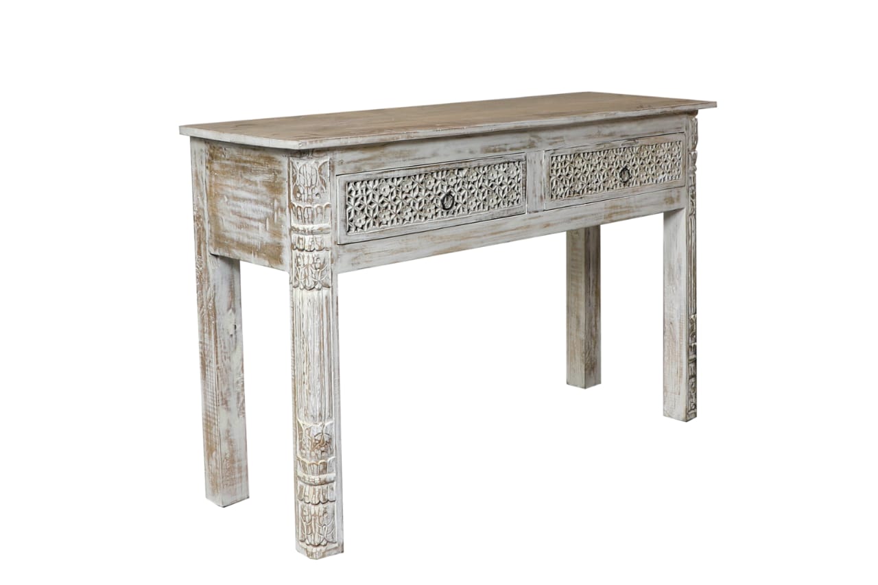 Sitta Hand Carved Wood Console Table