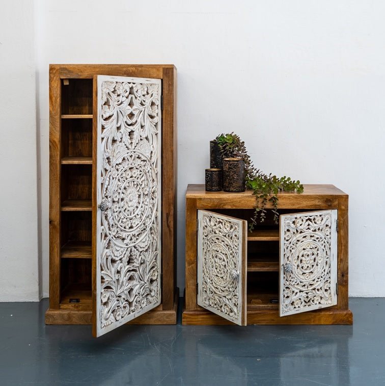 Sam Hand Carved Wooden Shoe Cabinet