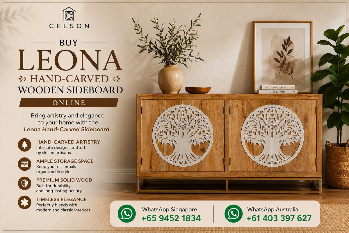 Buy Leona Hand-Carved Wooden Sideboard Online  Celson